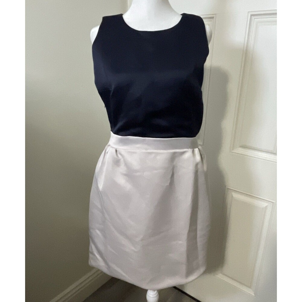 Haute Rogue Navy Blue & Grey Colorblock Backless Cocktail Dress Sz M Pockets NWT